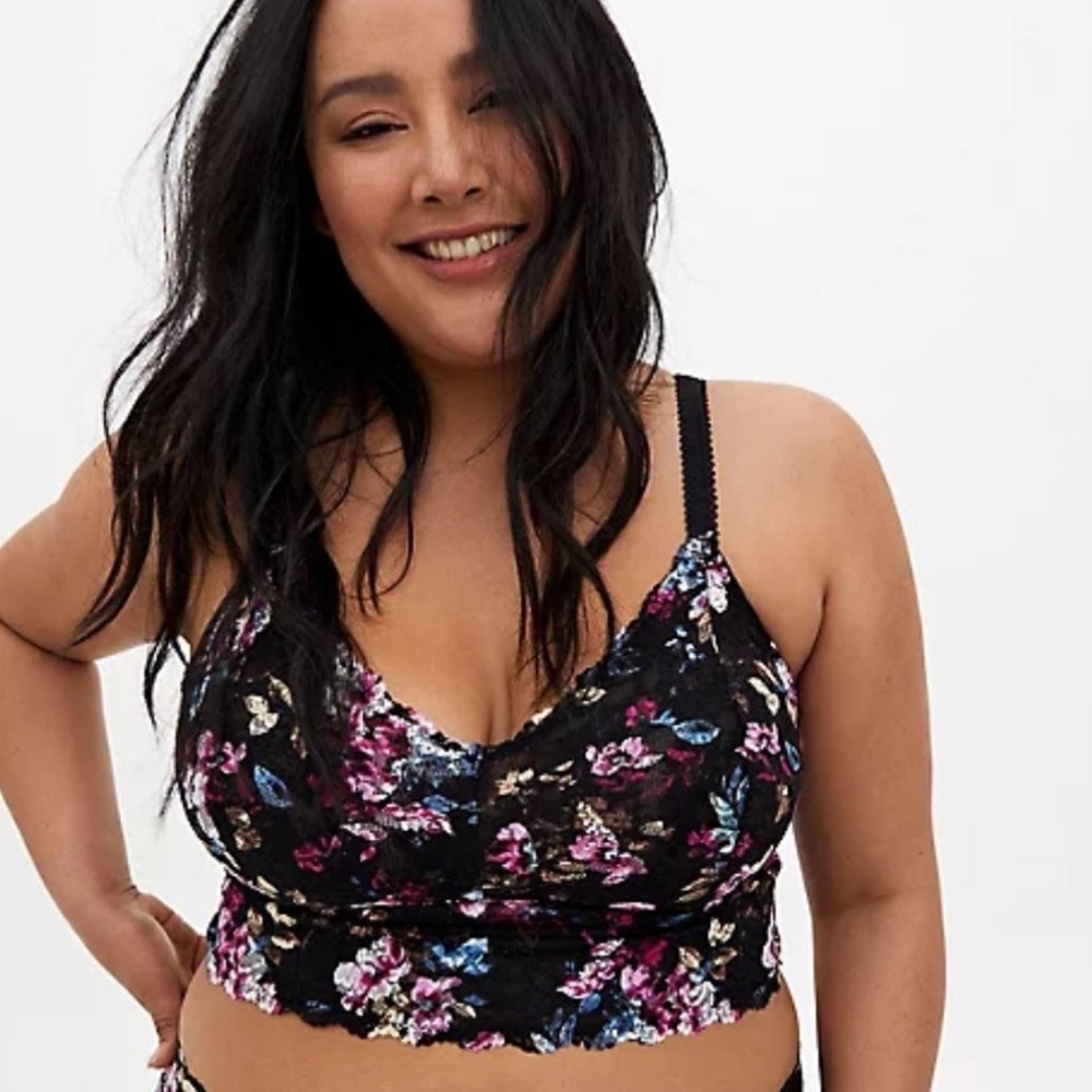 Torrid Black Floral Lace Bralette